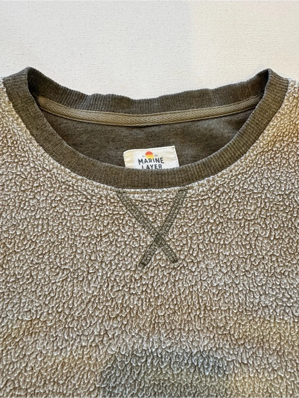 Marine Layer Fleece Out Crew Sweatshirt Men’s XL Muted Green